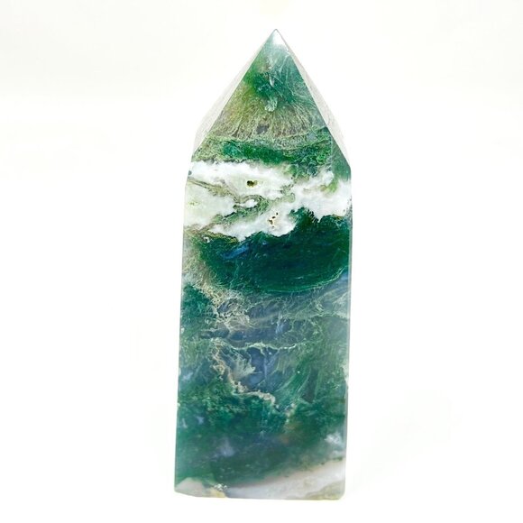 Moss Agate Druzy Crystal Chunky Tower Green Stone healing Rock - Picture 3 of 9